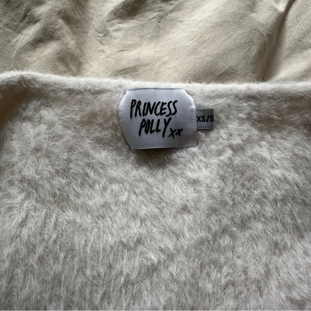 Princess Polly Esha Front Tie Fuzzy Top White XS/S - Picture 4 of 10